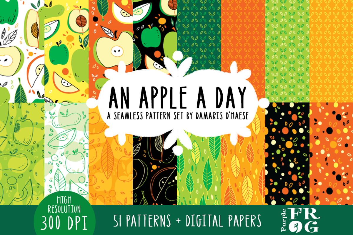 An Apple a Day - Seamless Patterns, a Pattern Graphic by Purple Frog (Photo 1 of 4)
