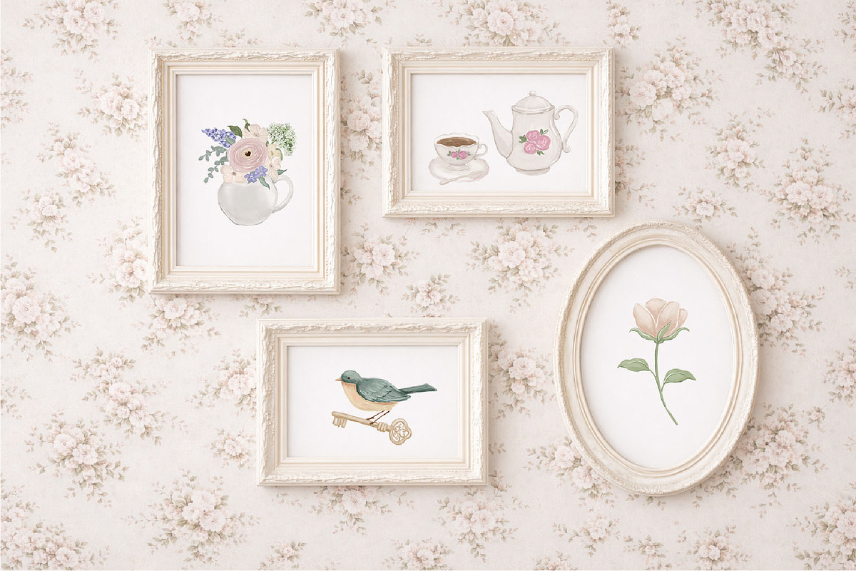 Cottagecore Vintage Floral Clipart, a Decorative Illustration by ElenaPlatovaArt (Photo 4 of 14)