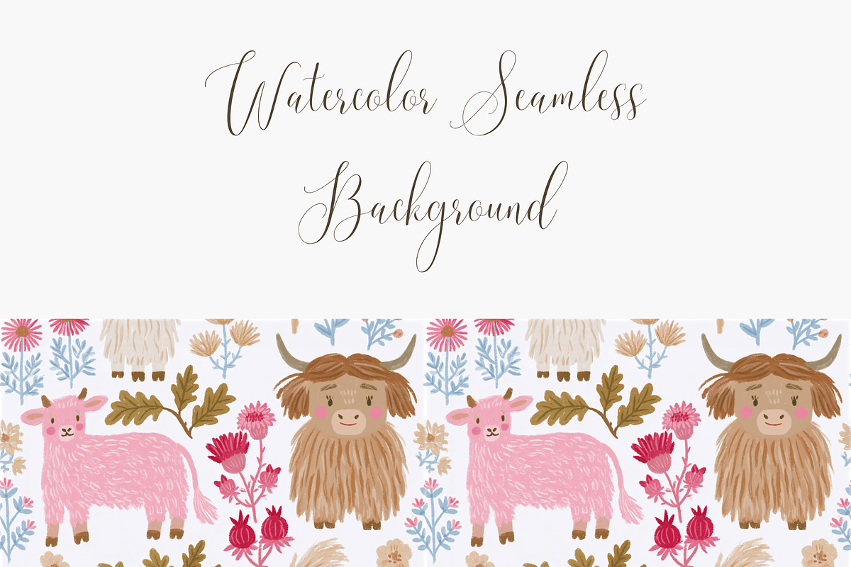Highland Cow Seamless Pattern PNG, a Pattern Graphic by Pati Charm Studio (Photo 3 of 6)