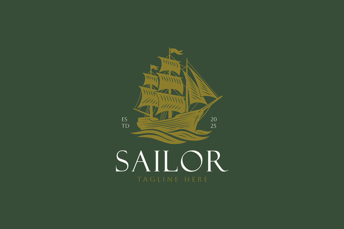 Nautical Logo Ship Sailboat Ocean, a Branding & Logo Template by Signatoro (Photo 2 of 4)