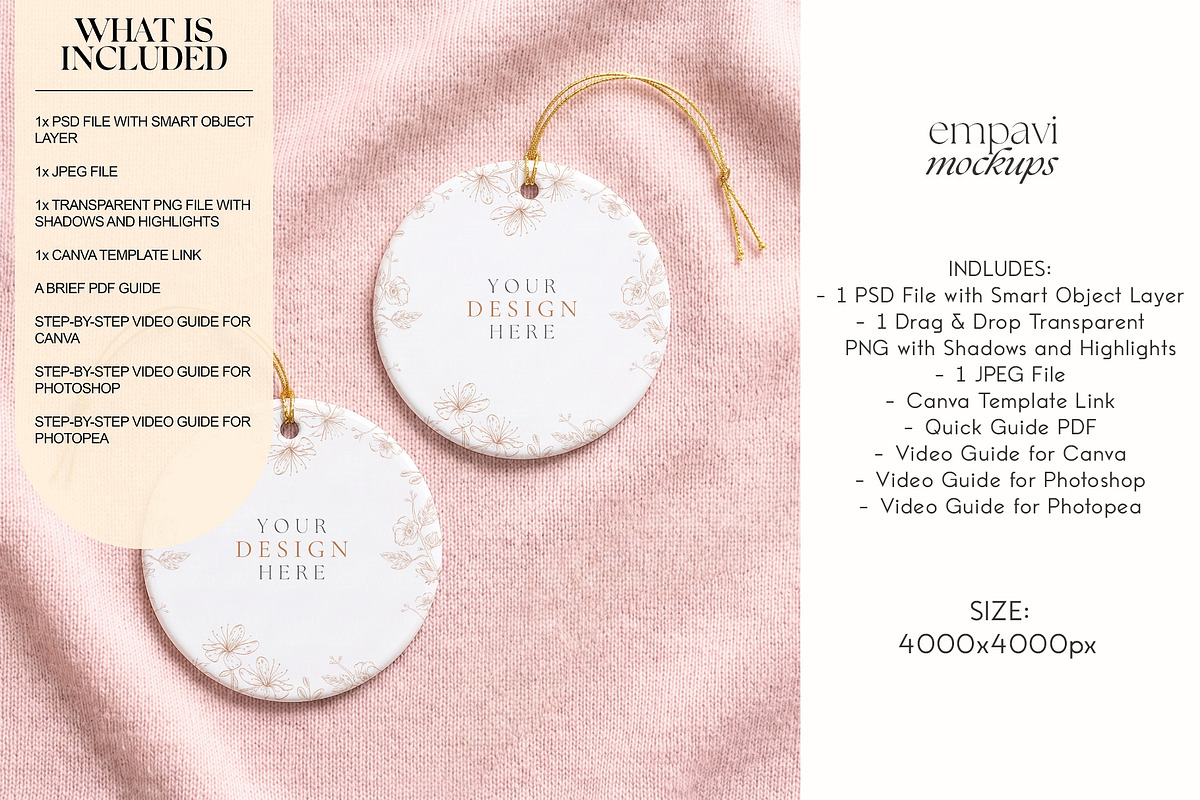 Round Ornament Mockup Set of 2, a Household Mockup by EmpaviMockups (Photo 2 of 5)
