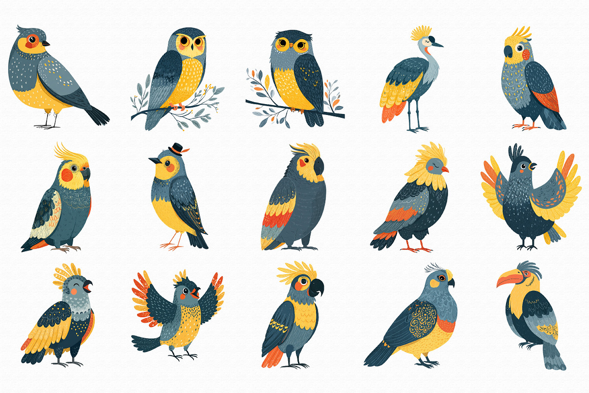 Quirky Birds Clipart PNG, an Illustration by Libby Wishes (Photo 4 of 5)