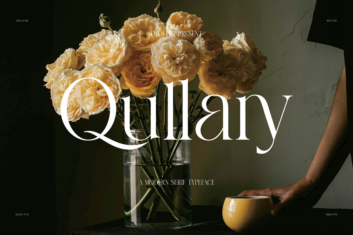 Qullary Modern Serif Typeface, a Serif Font by Alfinart (Photo 1 of 8)