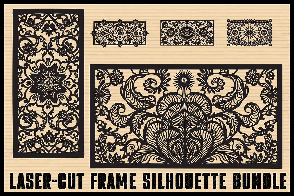 Elegant Laser-Cut Frame SVG Bundle, an Illustration by Gfx_Store (Photo 1 of 7)