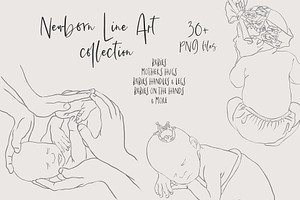 Newborn Line Art Clipart