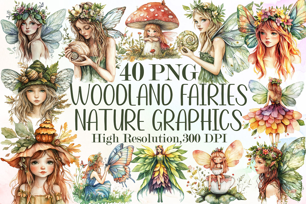 Woodland Fairies Nature Graphics, an Illustration by Sublimation Artist (Photo 1 of 6)