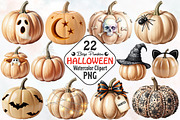 Beige Pumpkins Halloween Clipart, an Illustration by RobertsArt (Thumbnail 1 of 6)
