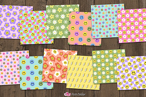 12 Groovy Retro Digital Papers.