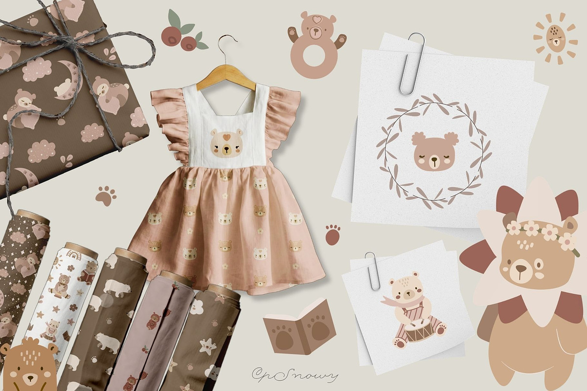 Bear World Vector Clipart & Patterns, an Animal Illustration by CpSnowy (Photo 5 of 8)