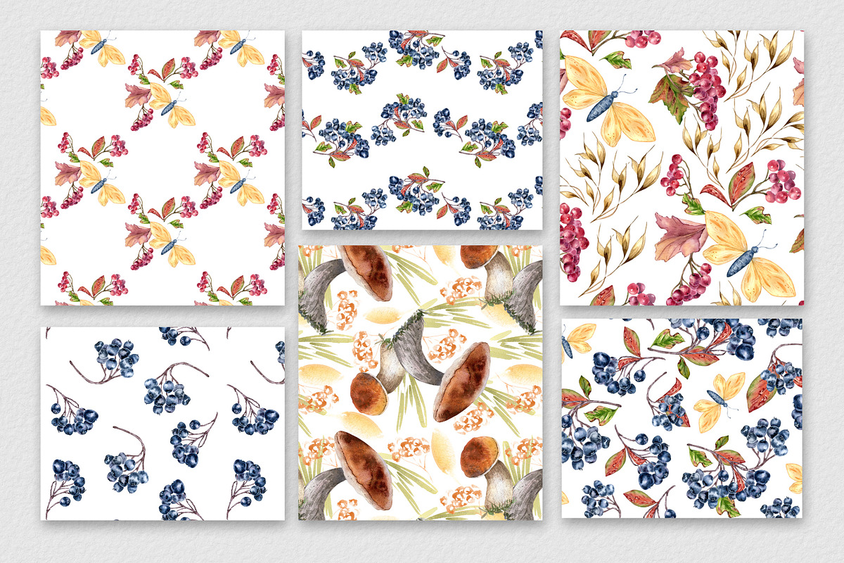 Autumn botanical seamless patterns, an Illustration by Kate Lanbina (Photo 9 of 13)