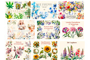 Flowers 50 cliparts, big Bundle, a Decorative Illustration by Hello My Print (Thumbnail 10 of 10)