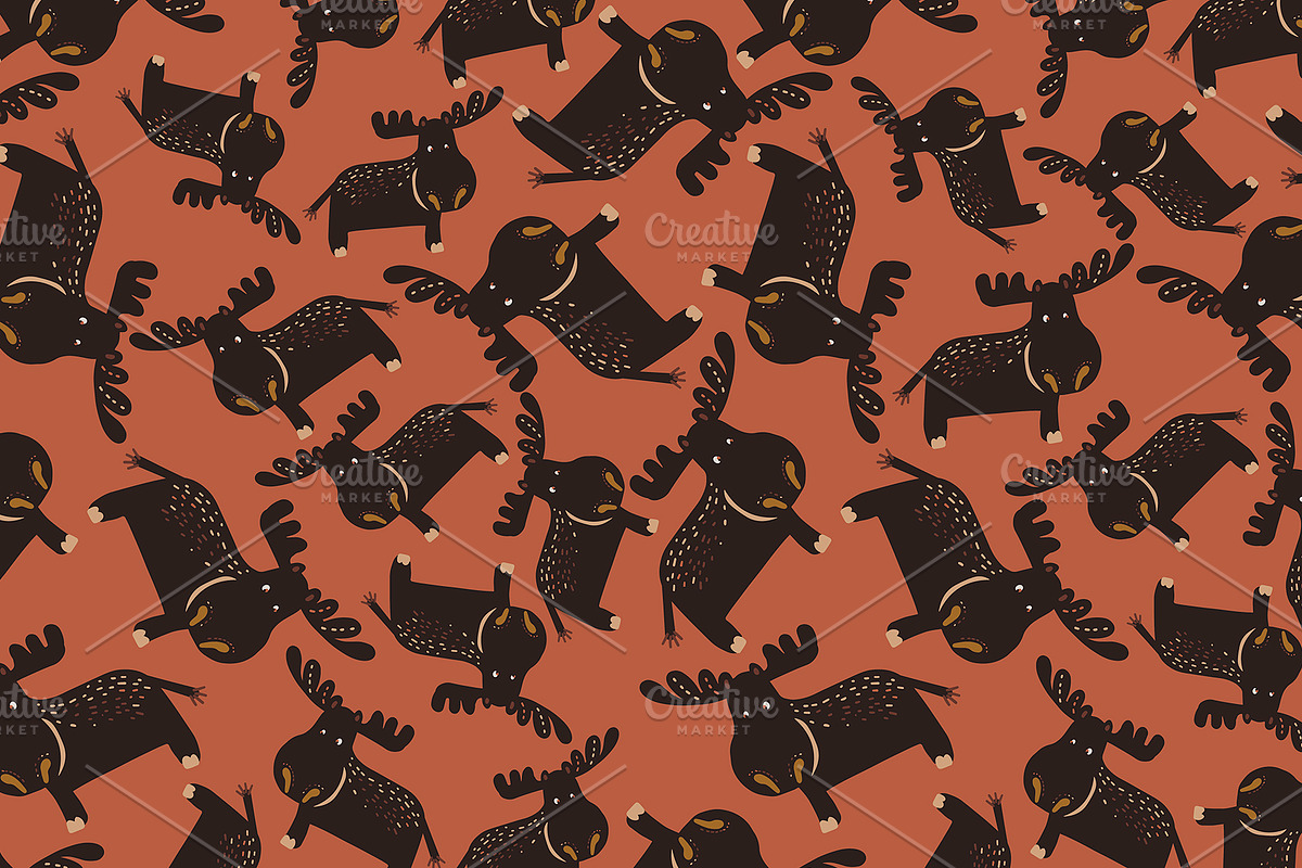 Forest dwellers - funny elks, a Pattern Graphic by Tanna.ART (Photo 6 of 7)