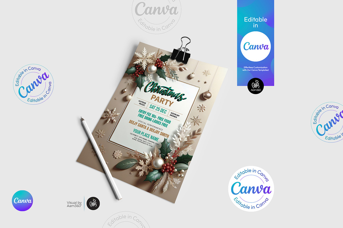 Christmas Party Flyer Template, a Flyer Template by Aam360 (Photo 2 of 3)