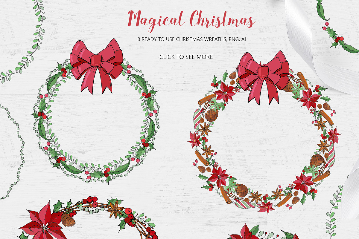 Christmas wreath creator and pattern, an Illustration by Jermolina Mockups (Photo 4 of 8)