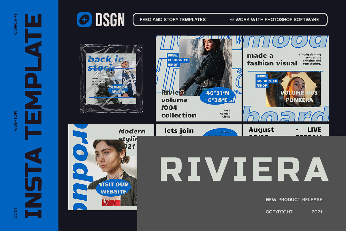 Riviera Instagram Template, a Social Media Template by Creatchees.std (Photo 1 of 5)