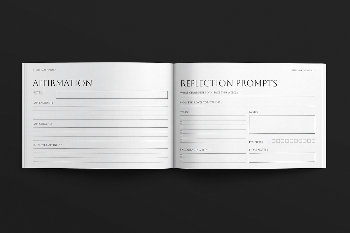 Self-Care Planner Template Landscape, a Brochure Template by E-Type (Photo 4 of 7)