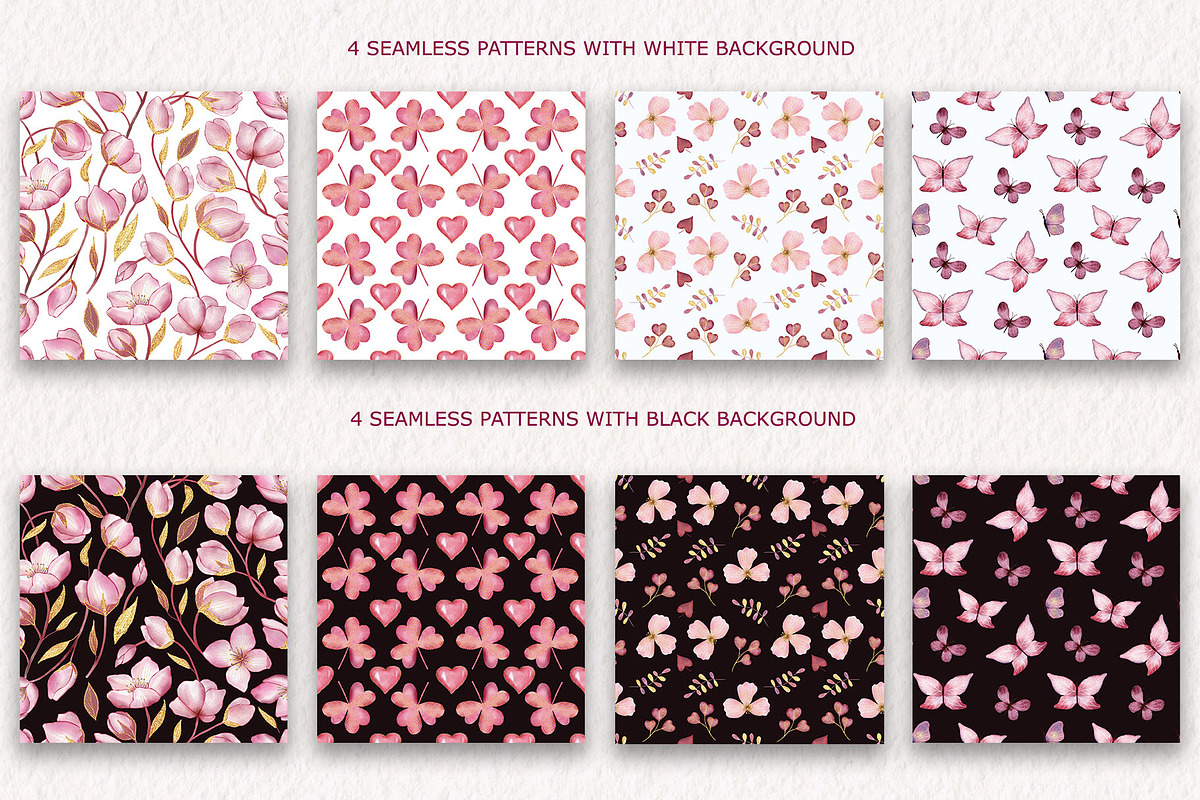 Watercolor hearts and patterns, an Illustration by TatiArti (Photo 6 of 8)