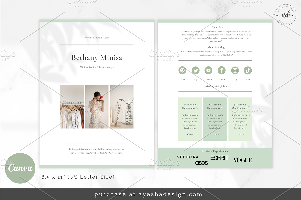 Influencer Media Kit Template Canva, a Flyer Template by Studio Eburnean (Photo 2 of 3)