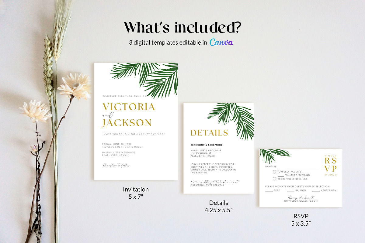 Tropical Wedding Invitation Template, an Invitation Template by Cottontail Paper Shop (Photo 4 of 7)