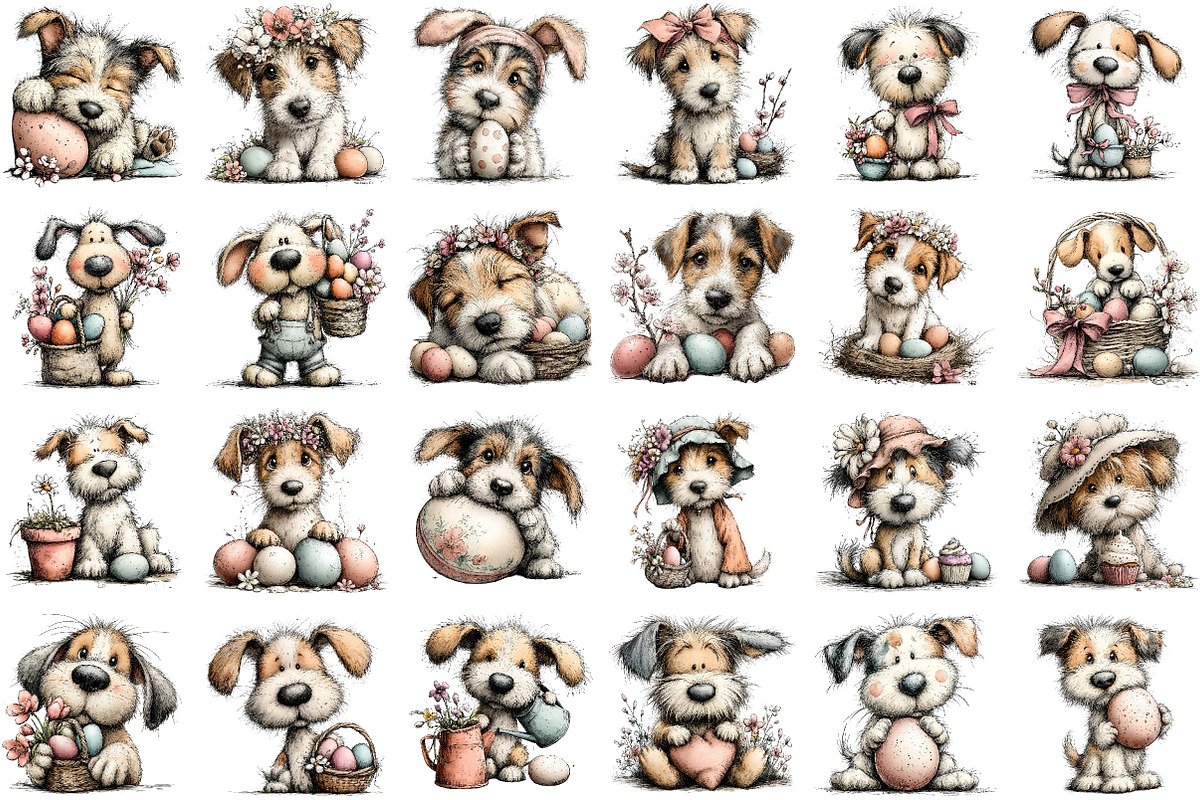 Whimsical Easter Dogs Clipart, an Illustration by Sublimation Artist (Photo 2 of 7)