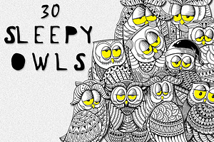 30 Sleepy Owls