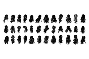 Women hairstyles black ink vector, an Object Illustration by Onyx