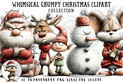 Whimsical Grumpy Christmas Clipart, an Illustration by OK Design (Thumbnail 1 of 7)