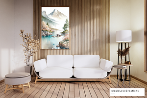 Watercolor Mountain Print Wall Decor