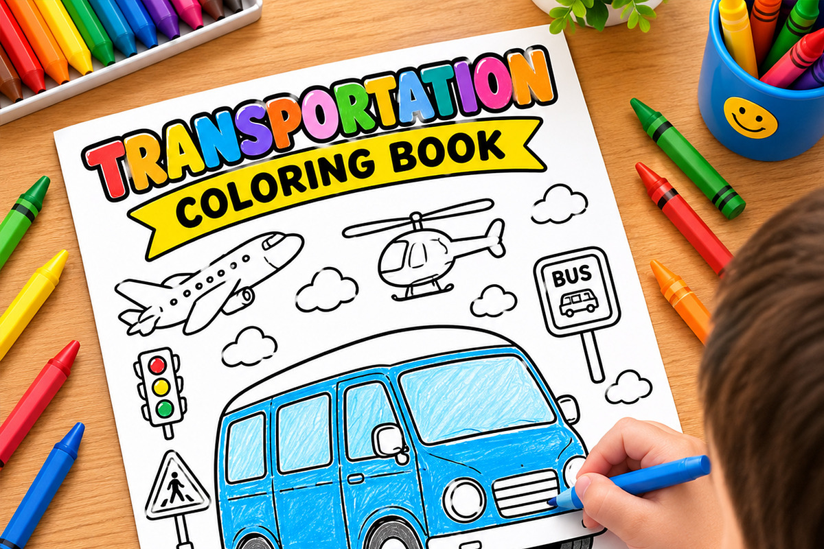 Transportation Coloring Book for Kid, an Education Illustration by Mohammad Sarfaraz (Photo 15 of 17)