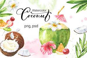 Watercolor Coconut Set