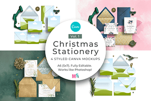 Christmas Stationery Canva Mockups, an Advertising Mockup by Mockup Scene