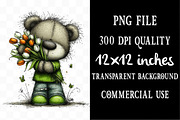 Whimsical Spring Teddy Bear PNG, an Illustration by Designking (Thumbnail 4 of 5)