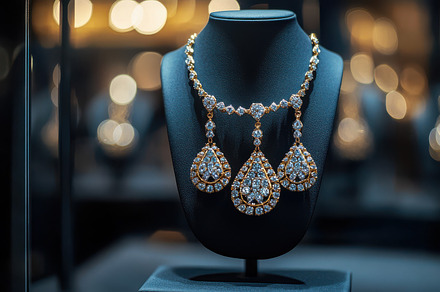 Elegant diamond and gold necklace wi, a Background Photo by Pixeness