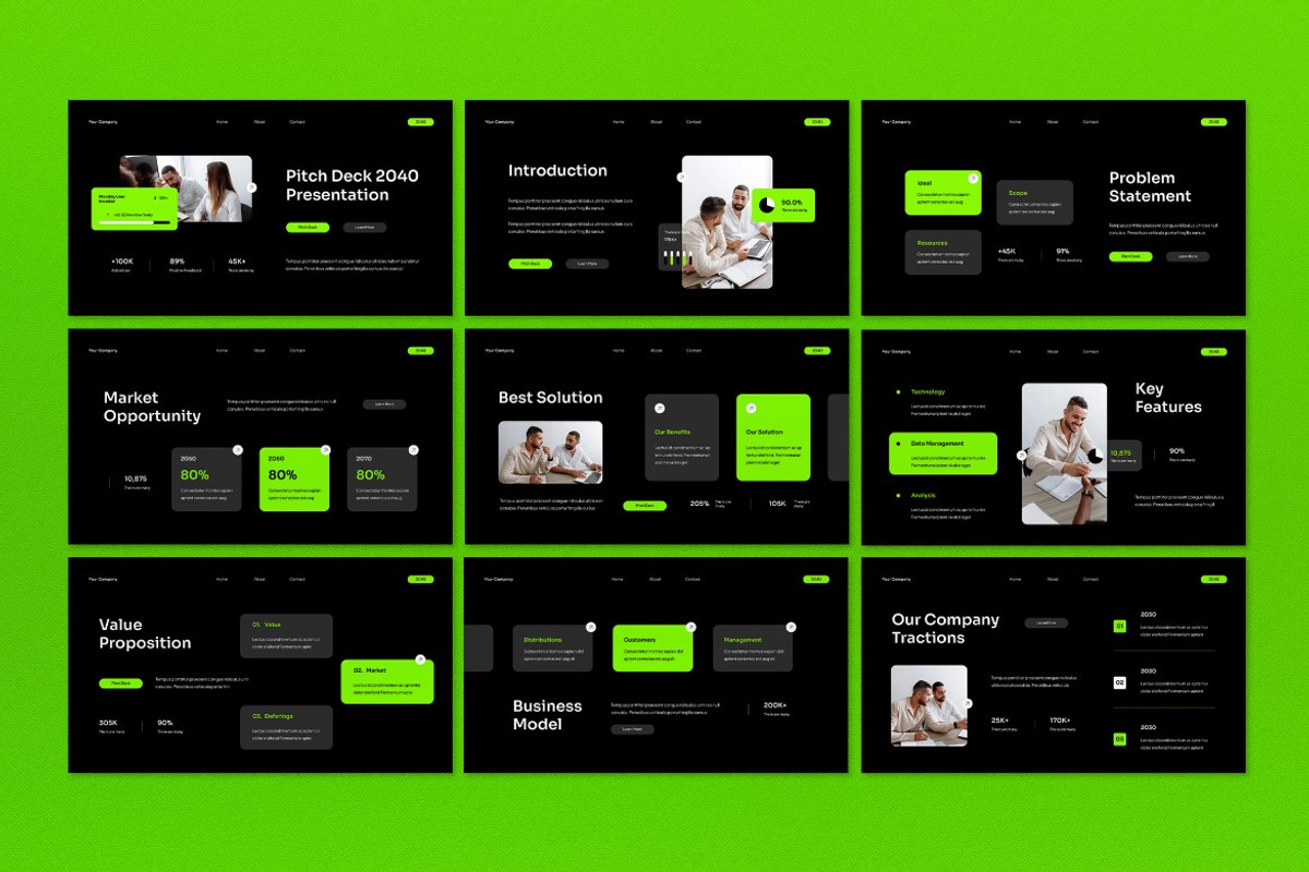 Black Modern Pitch Deck PPT, a Presentation Template by graphicook (Photo 2 of 4)