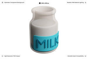 Turquoise Milk Bottle Jar 3D, an Object 3D Model by Wencory