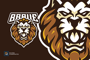 Roaring Lion Head Mascot Logo