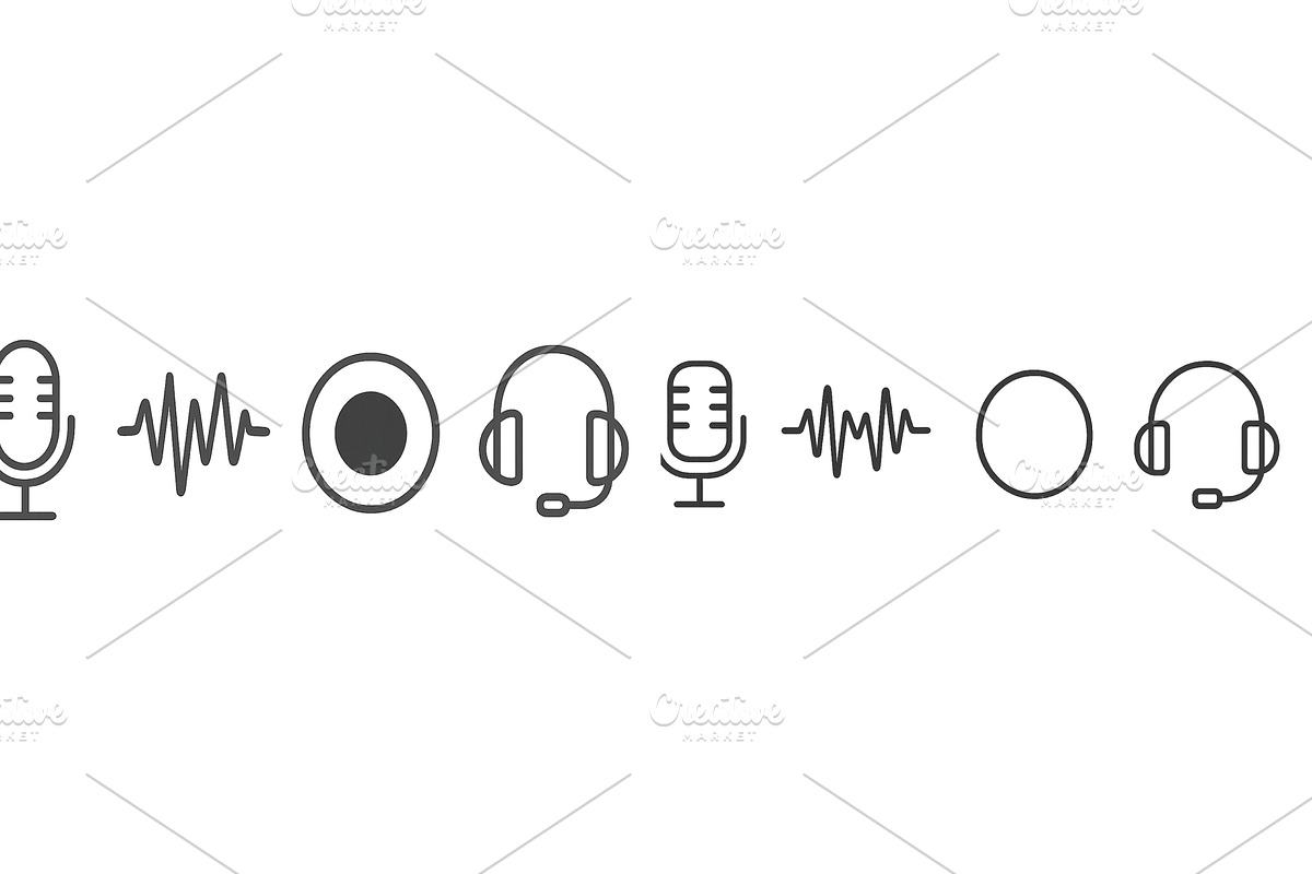 Microphone and headphone icons, a Technology Illustration by ZinetroN