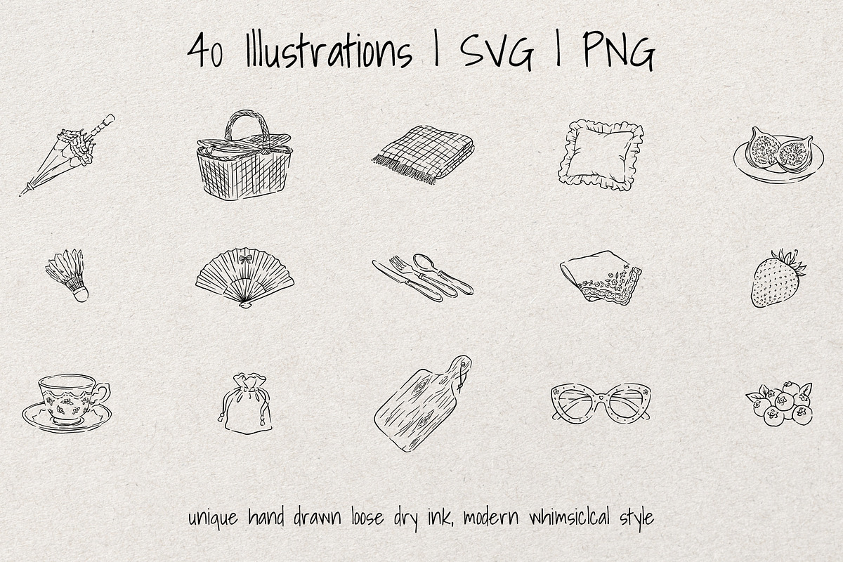 Coquette Picnic Sketch Bundle, an Object Illustration by Artalia (Photo 3 of 5)