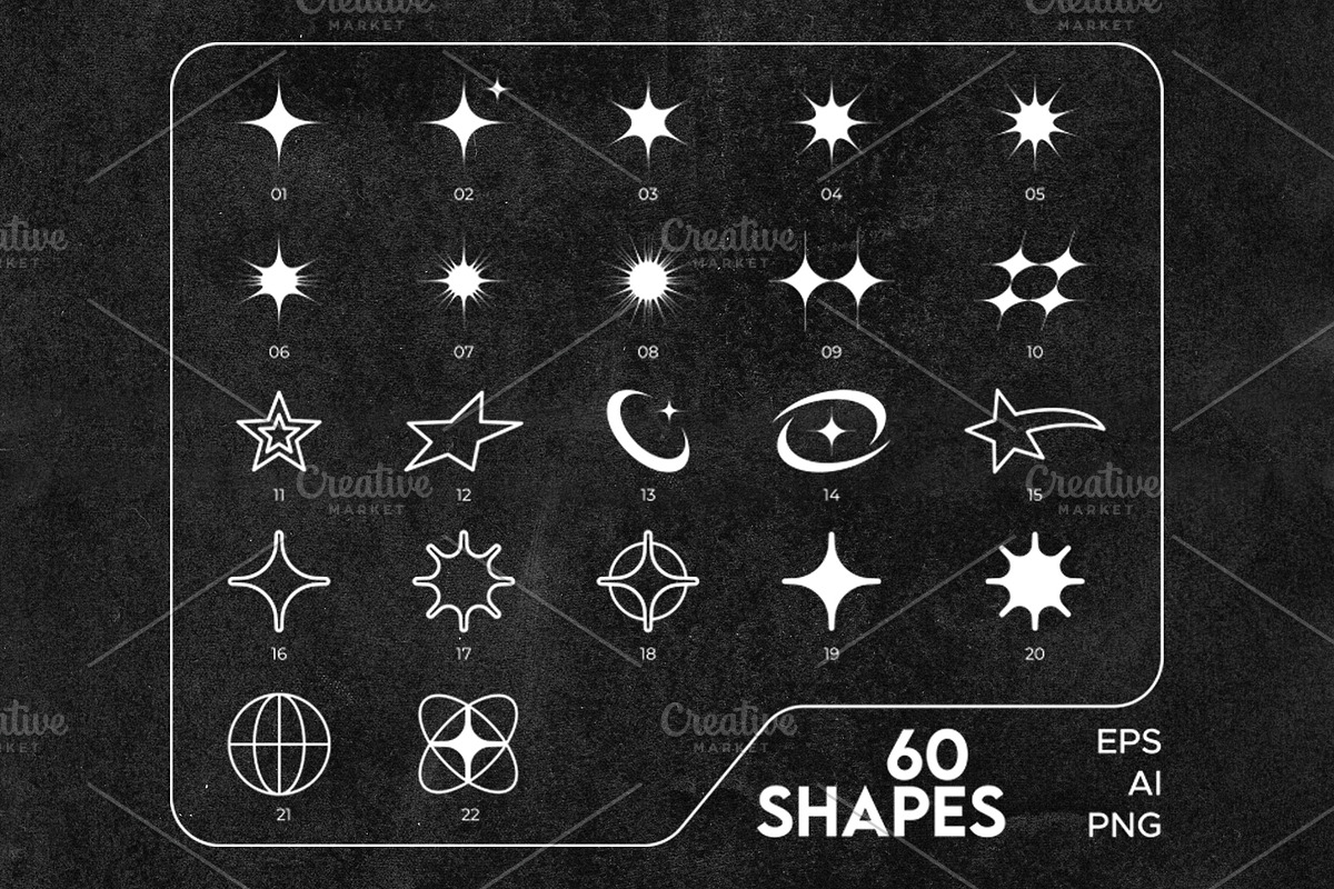 60 Vector Shapes Set - AI, EPS, PNG, a Graphic by Kojaif (Photo 1 of 4)
