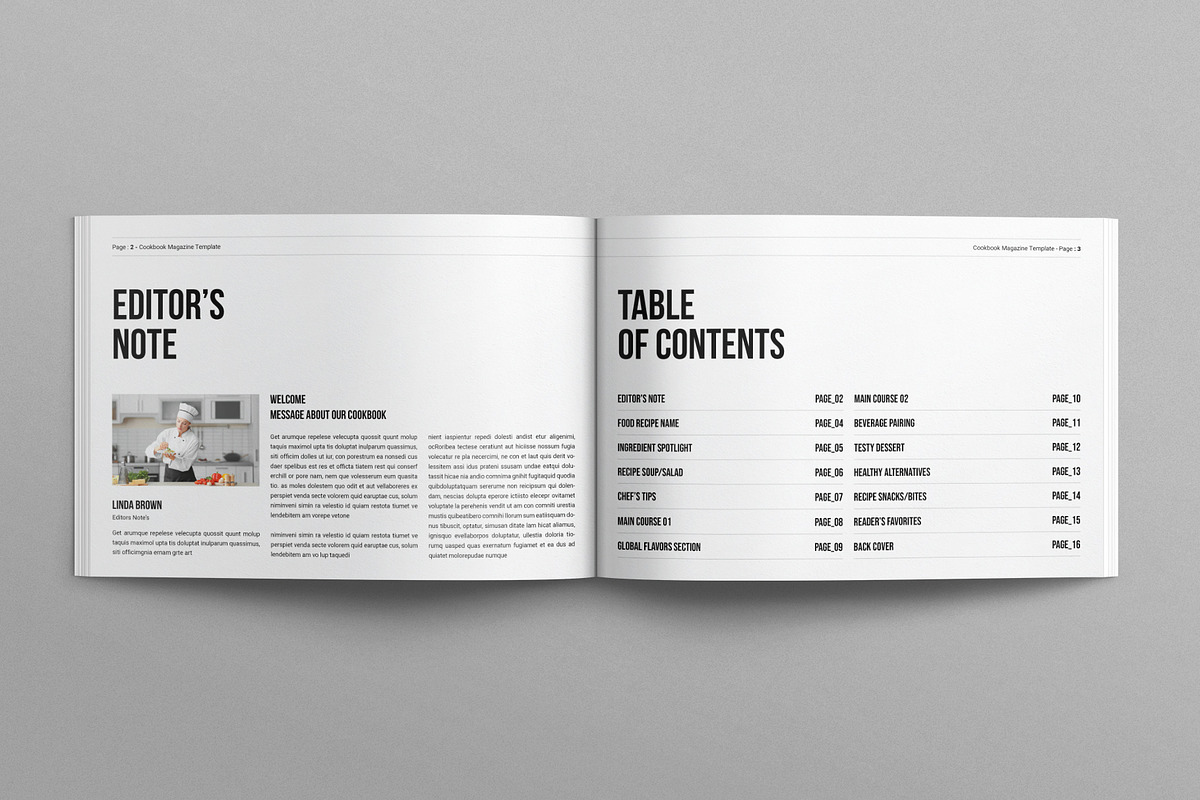 Cookbook Magazine Template Landscape, a Magazine Template by E-Type (Photo 2 of 7)