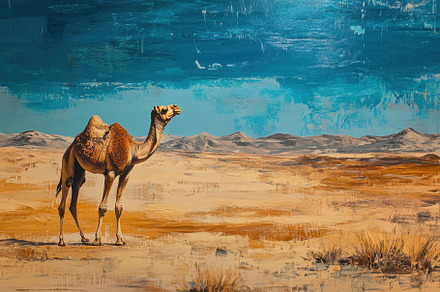 Camel walking through the vast deser, a Photo by Iftikhar Alam