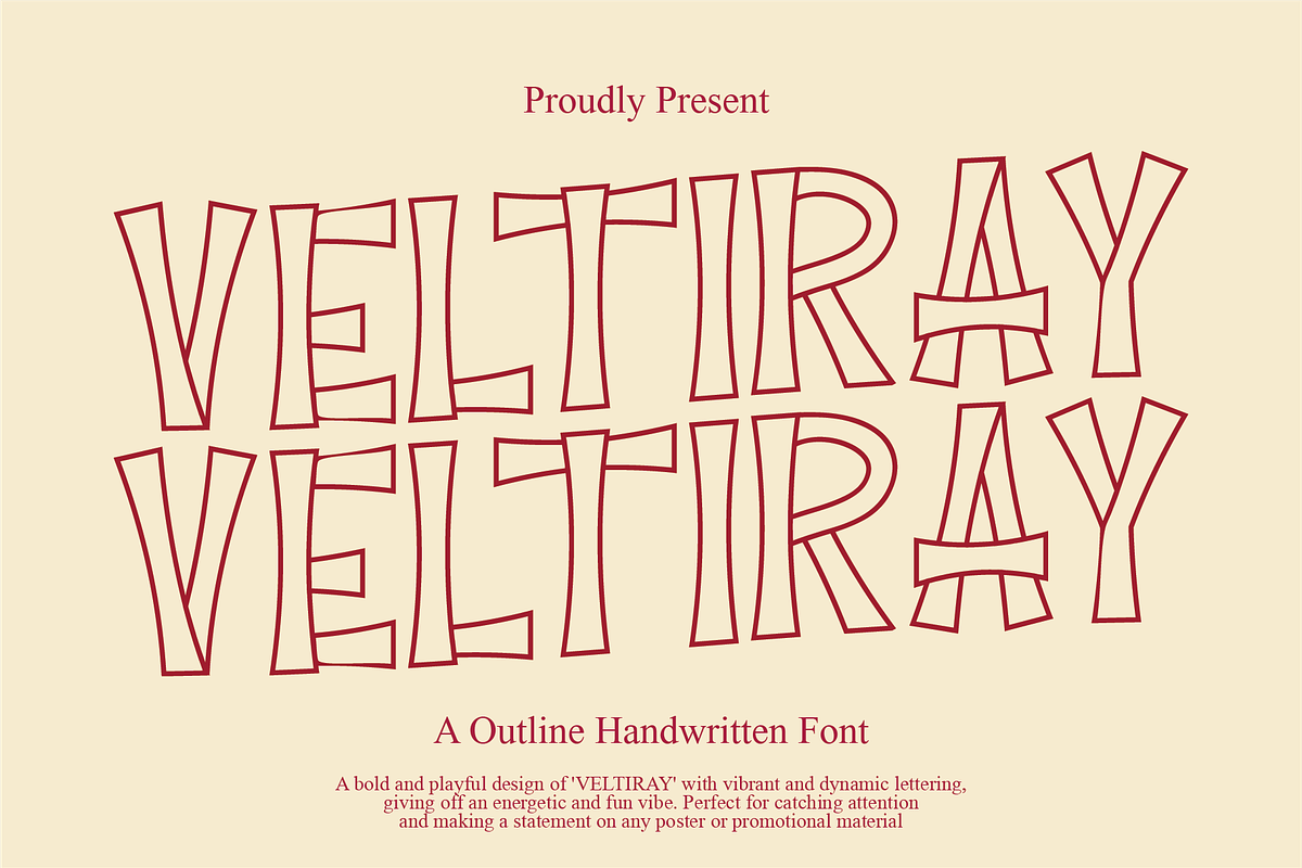 Veltiray - Outline Font, a Handwritten Font by Berdansabersama (Photo 1 of 8)