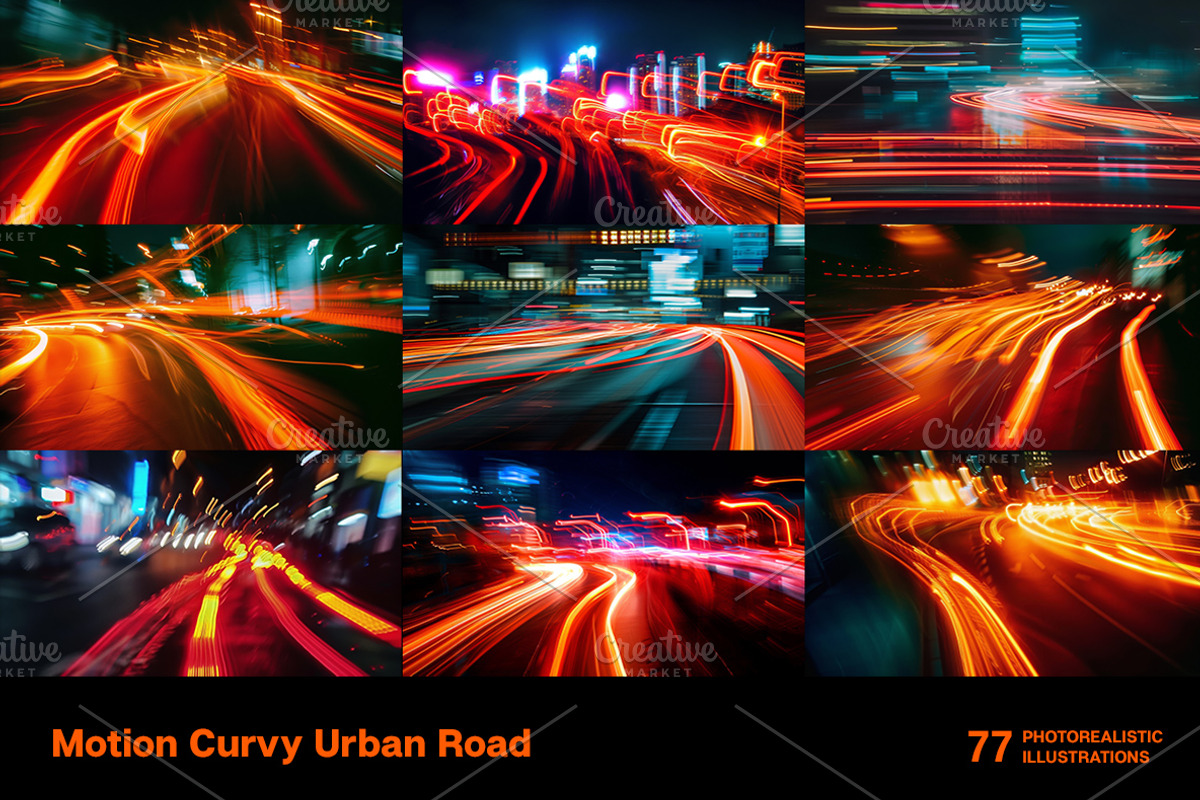 Motion Curvy Urban Roads. 77 images, an Abstract Photo by Handmadefont (Photo 13 of 15)