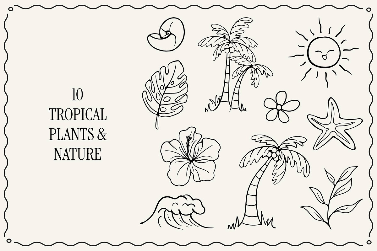 Tropical Doodle - Hand-Drawn Set, a Seasonal Illustration by Invisual Studio (Photo 4 of 13)