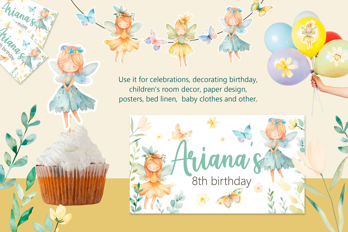 Fairy Garden Watercolor Clipart Set, an Illustration by AlineArtStore (Photo 6 of 11)
