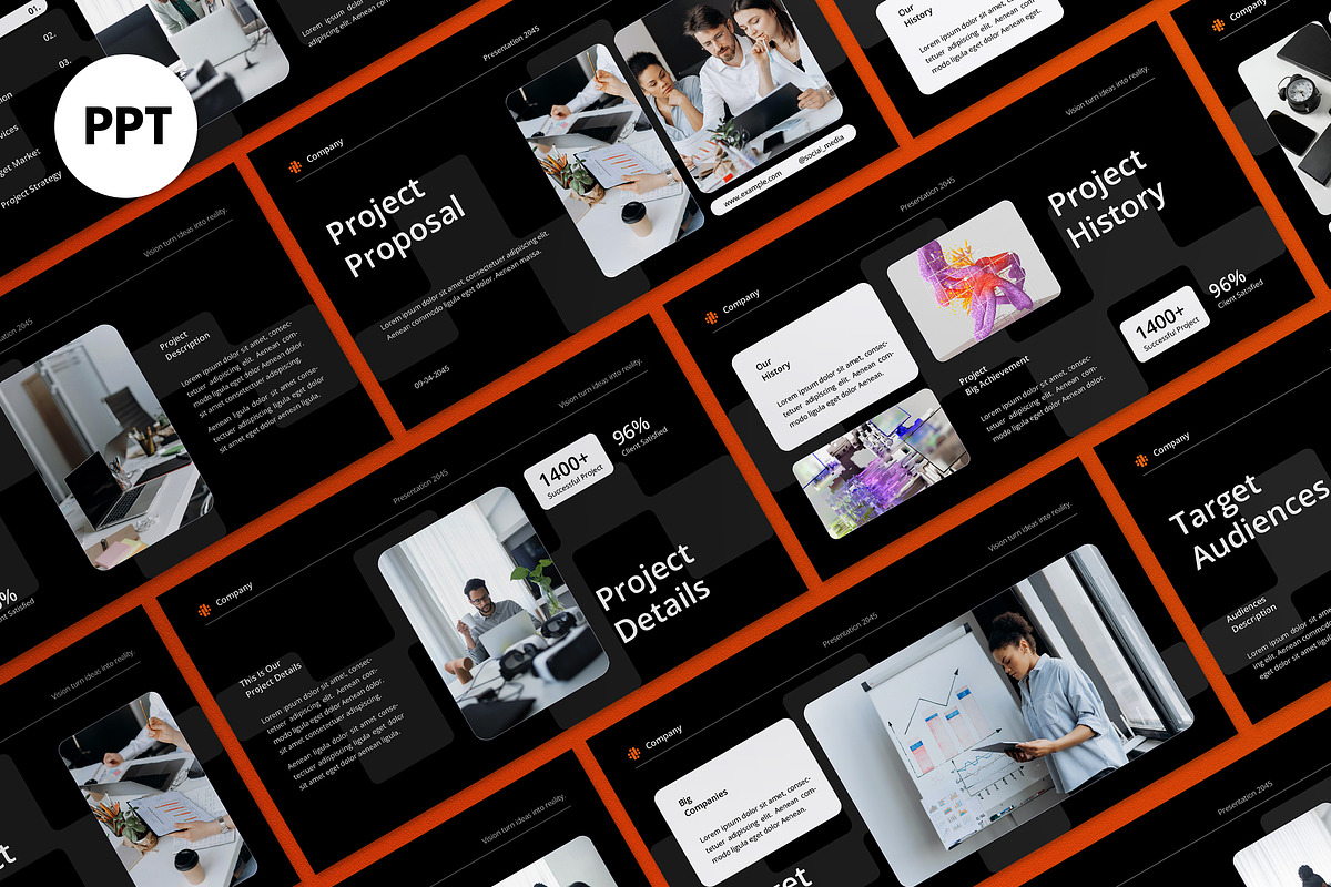 Black Modern Project Proposal PPT, a Presentation Template by graphicook