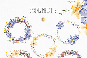 Watercolor Spring Easter Clipart