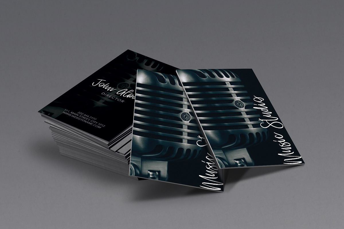 Music studio singer business card, a Business Card Template by Creative Designs (Photo 2 of 2)