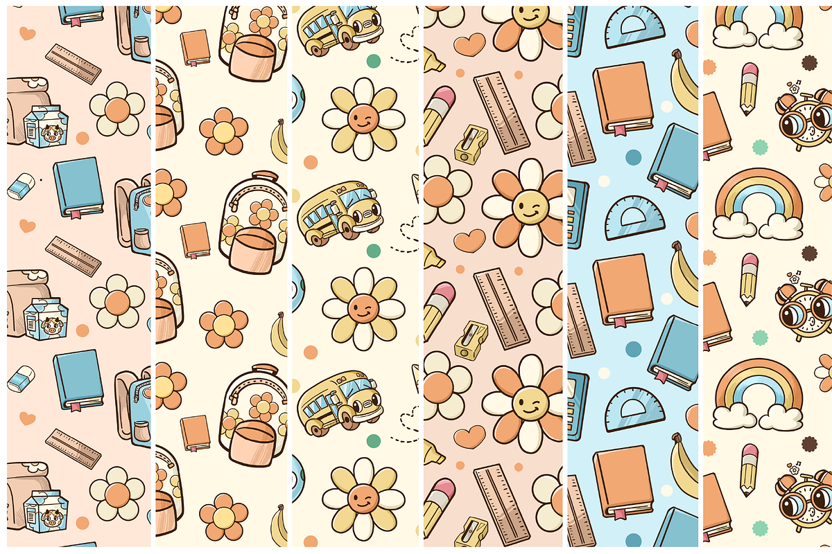 Retro Back to School Seamless Patter, a Pattern Graphic by TheClipAtelier (Photo 2 of 4)