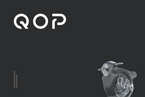 Qop Futuristic Tech Font, a Font by baqoos